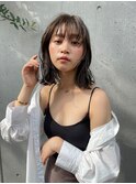 濡れ感ミディボブ×グレージュ