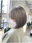 #グレージュ#ブリーチ#ボブ#シースルーバング