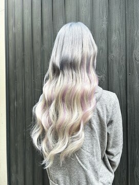 ヘアメイクサロン ゼロ(ZERO) ホワイトベージュ×パープルメッシュ