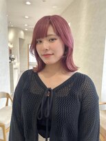 アース コアフュールボーテ 東松山店(EARTH coiffure beaute)&nbsp;ビビットピンク_ケアブリーチ_くびれミディ