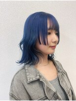 アソビセカンド 原宿(ASOBI 2nd)&nbsp;ダブルカラー/黒髪/ボブルフ/ネビージュ/原宿/前髪/青髪