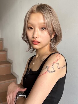 サンクマーケット 渋谷(cinq MARKET) 渋谷ブリーチカラータッセルボブ顔周りレイヤー切りっぱなしボブ