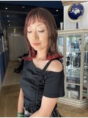 裾カラー！レッドカラーの外はねボブstyle