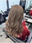 グレージュハイライトバレイヤージュダブルカラーケアブリーチ