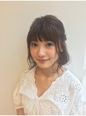 ボブアレンジ ハーフアップ