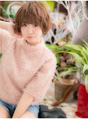 ココアブラウンくせ毛風小顔ショートウルフc5大宮20代30代40代