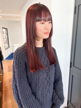 トレス(TRESS) ロング 顔周りカット 暖色系 レッドブラウン 原宿 表参道