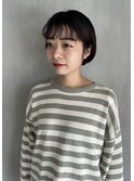 ミニボブ／前髪パーマ／チョコレートブラウン