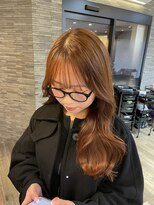 ミラ(MIRA)&nbsp;オレンジカラー／顔まわりレイヤー/韓国風レイヤーブリーチ無し