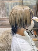 ウルフカット×インナーブルー