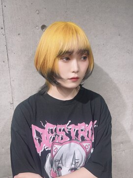 ガルボ ヘアー(garbo hair) #ブリーチ#イエロー#裾カラー#ウルフカット#高知