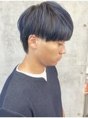 爽やかマッシュブルーブラックナチュラルショート
