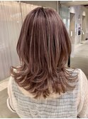 ミディアム/レイヤー/レイヤーカット/ピンク/ラベンダーカラー