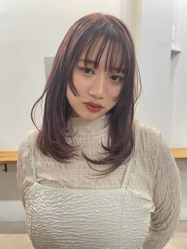 アンドレ ヘア デザイン(Andre Hair Design) 顔周りレイヤーダブルカラーピンクベージュアッシュ