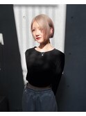 beige/ホワイトベージュ まろやか ミニボブ ハイトーンボブ