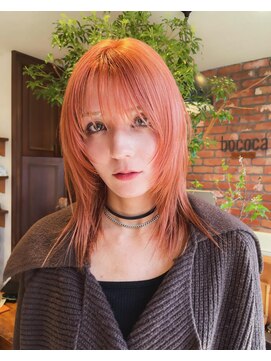キャロルガーデンズ ボコカ 表参道(Carroll Gardens bococa) 【azu】ブリーチ　ダブルカラー　オレンジ