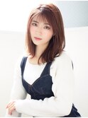 小顔大人かわいい毛先パーマことりベージュシースルーバング