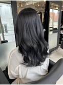 △ブリーチなしアッシュグレージュ艶カラー黒髪ロング