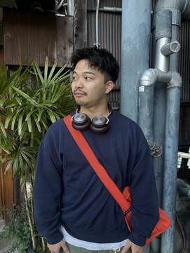 ビビディ バビディ ブー 河原町三条店(Bibbidi.bobbidi.boo) メンズ黒髪短髪  【 黒髪スパイキーショート/ピンパーマ】 松村