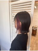 外はねボブ×ピンクインナーカラー［守谷/インナーカラー］