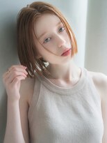 センターパート×タッセルボブ×オレンジベージュ