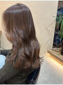 ブラウンカラーミルクティーベージュブリーチなしダブルカラー