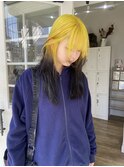 【ルーツカラー】ウルフカット　イエロールーツカラー