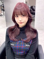 ジエクト カナウ(The Ect canow)&nbsp;バーガンディボルドーカラーゆるふわミディアムくびれヘア