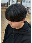 韓国マッシュシースルーマッシュフェザーショート黒髪ショート