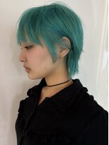 ランド(LAND)&nbsp;ターコイズブルー　ケアブリーチ　ショートウルフ