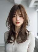 ミディアムレイヤー/ハッシュカット/ブラウン/シャギーカット