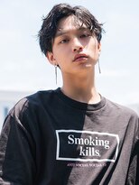 スパイラルパーマ　ソフトツーブロック　刈上げ　七三　かき上げ
