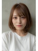 大人かわいい前髪セシルカットココアブラウンフリンジウェーブ