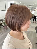 大人ラフウェーブ20代30代40代ボブブラウンスウィングショート