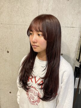 リムレス(LIMLESS) 10代20代30代ワインレッド×レイヤーカット