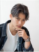 メンズバレイヤージュセンターパート束感コンマヘアハイライト