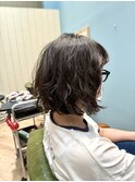 くしゅっとパーマ×伸ばしかけにもおすすめ×アッシュブラウン