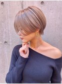韓国風ハンサムショート髪質改善ワンレンネビージュボブルフ仙台