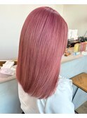 ピンクブリーチダブルカラーミディアム髪質改善トリートメント