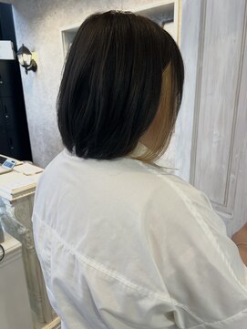 キャアリー(Caary) 福山美容室caary インナーカラーオリーブグレージュくびれボブ