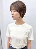 池袋ショートモカブラウンひし形ショートボブ丸みショート前髪