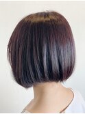 レッドべージュ★大人耳掛け☆無造作×切りっぱなしボブ