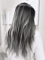 オーブヘアー アリーナ 会津若松店(AUBE HAIR alina)&nbsp;【AUBE HAIR】ホワイトグレーハイライト_シースルーストレート
