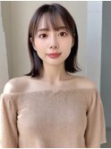 ボブ/切りっぱなし/前髪あり/肩/短すぎない/ギリギリ結べる