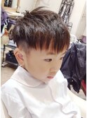 ナチュラル束感ショート爽やかツーブロックキッズマッシュ