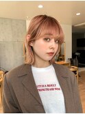 Say.ショートボブチェリーブラウンチェリーレッドデジタルパーマ