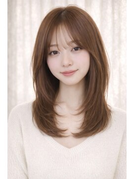 ウルヘアー 緑地公園(ulu hair) セミロングレイヤーカットストレートロングウルフカットうる艶