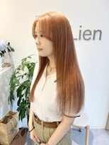 リアン(Lien) ブリーチで作るオレンジベージュ/ブリーチカラー/ロングヘア