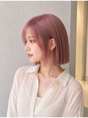 ピンクベージュ×タッセルボブ