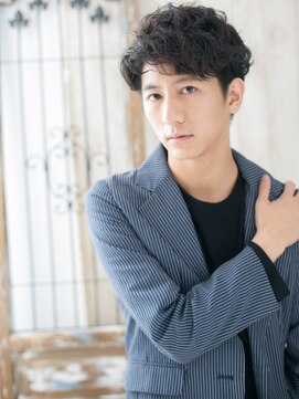 トニーアンドガイ メン 与野駅前店(TONI&GUY MEN) ワイルド短髪パーマセミウエットアンニュイ ヘアb